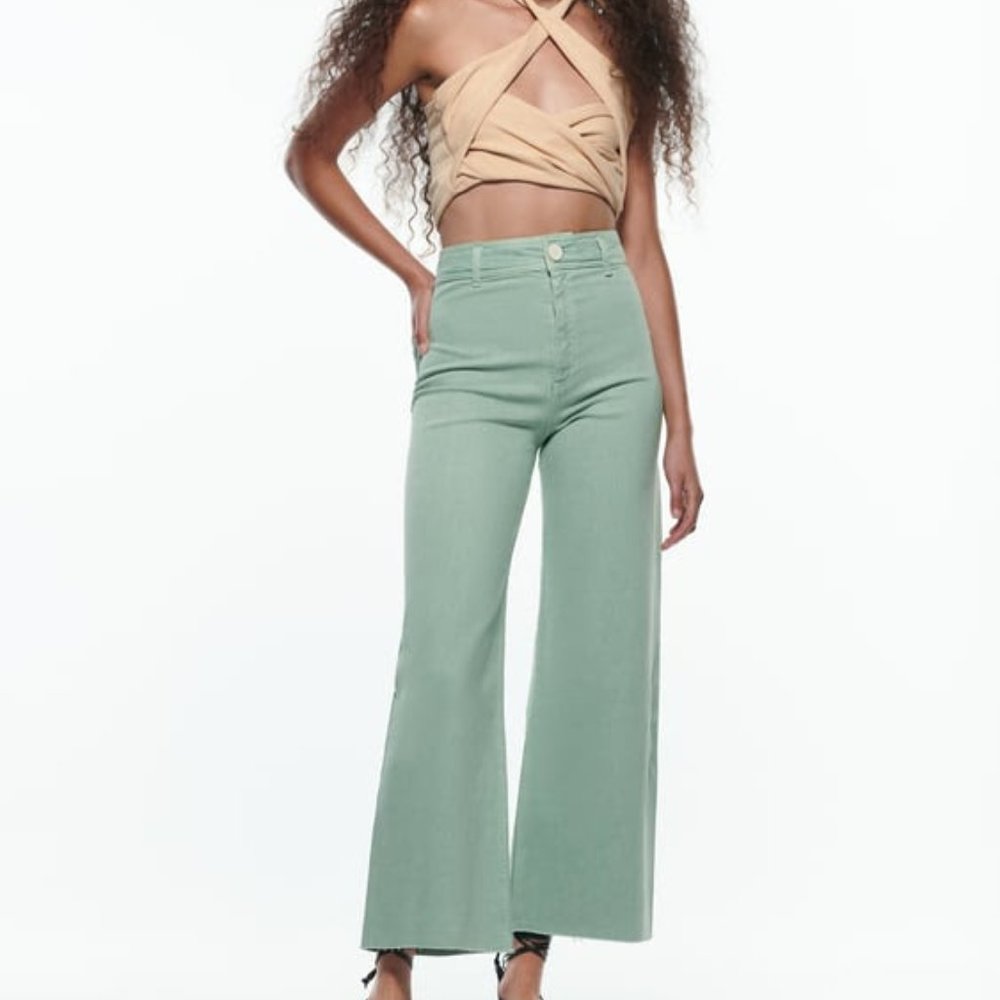 Zara- Light Green Marine straight jeans